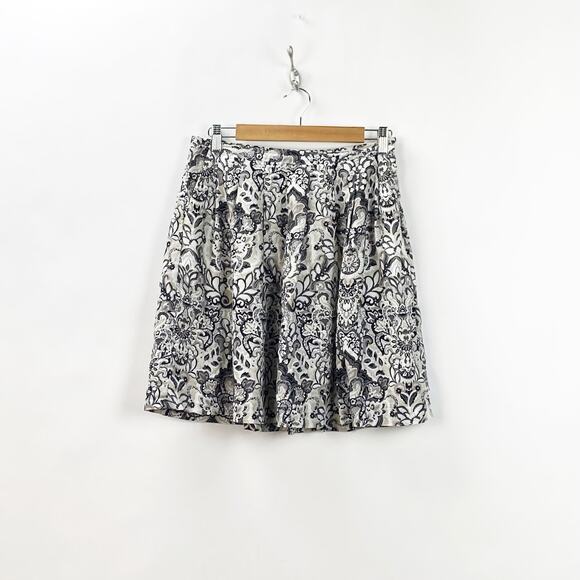 2/$30 Banana Republic 4 Womens Beige Taupe Floral Print Pleated A-line Skirt - Picture 1 of 6